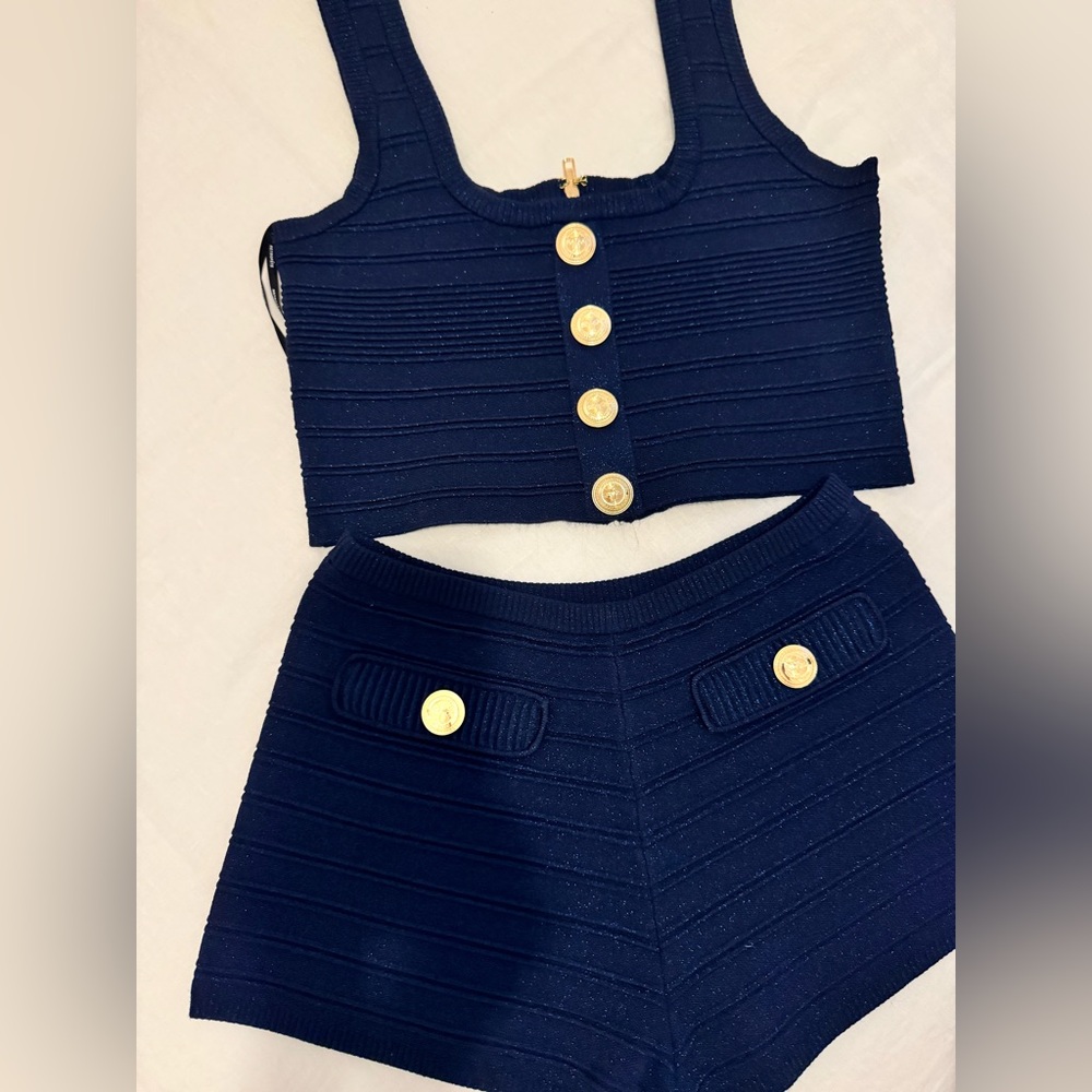 Retrofete Metallic Navy Mini Short Set - Picture 8 of 8